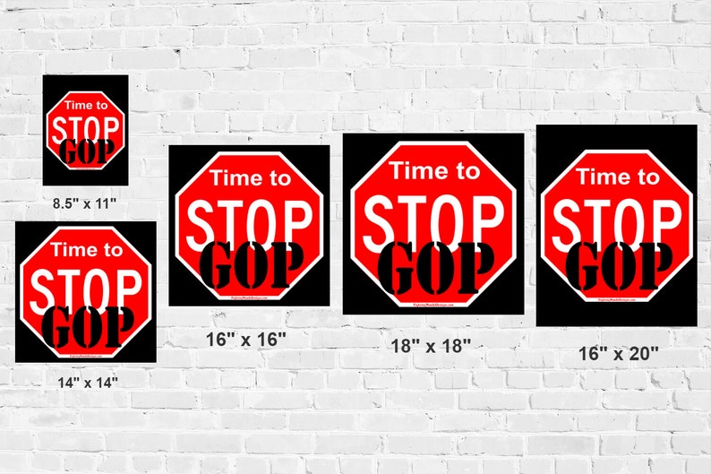 time to stop gop sign printable poster digital download etsy