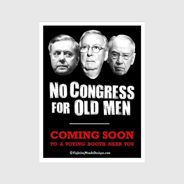 No Congress for Old Men Sticker, flip the Senate, vote blue to save America, progressive Democrat laptop decal