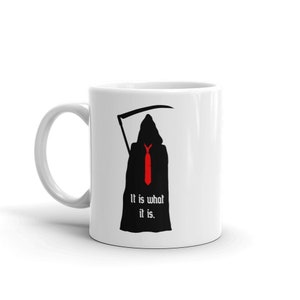 Trump It Is What It Is Grim Reaper Mug, Trump lied Americans died, anti-Trump mug image 4