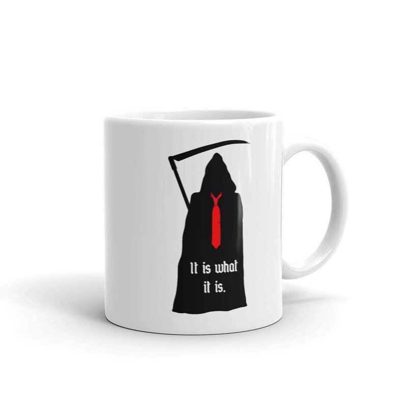 Trump It Is What It Is Grim Reaper Mug, Trump lied Americans died, anti-Trump mug image 3