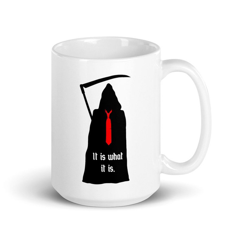 Trump It Is What It Is Grim Reaper Mug, Trump lied Americans died, anti-Trump mug image 1