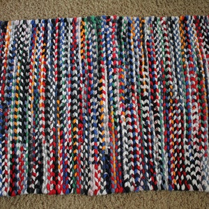 Rug, Custom T-shirt Rug- Recycled Cotton Twined Rug- Rag Rug-48&quot;x25 1/2&quot;. Turn your collection of t-shirts into a rug! Free shipping to US!