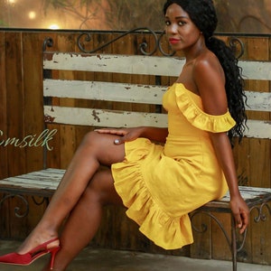 Yellow Ruffle Dress Etsy UK