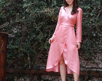 coral pink skater dress Breffy Asymmetric Neckline Skater Midi Pink Coral Canella Lane