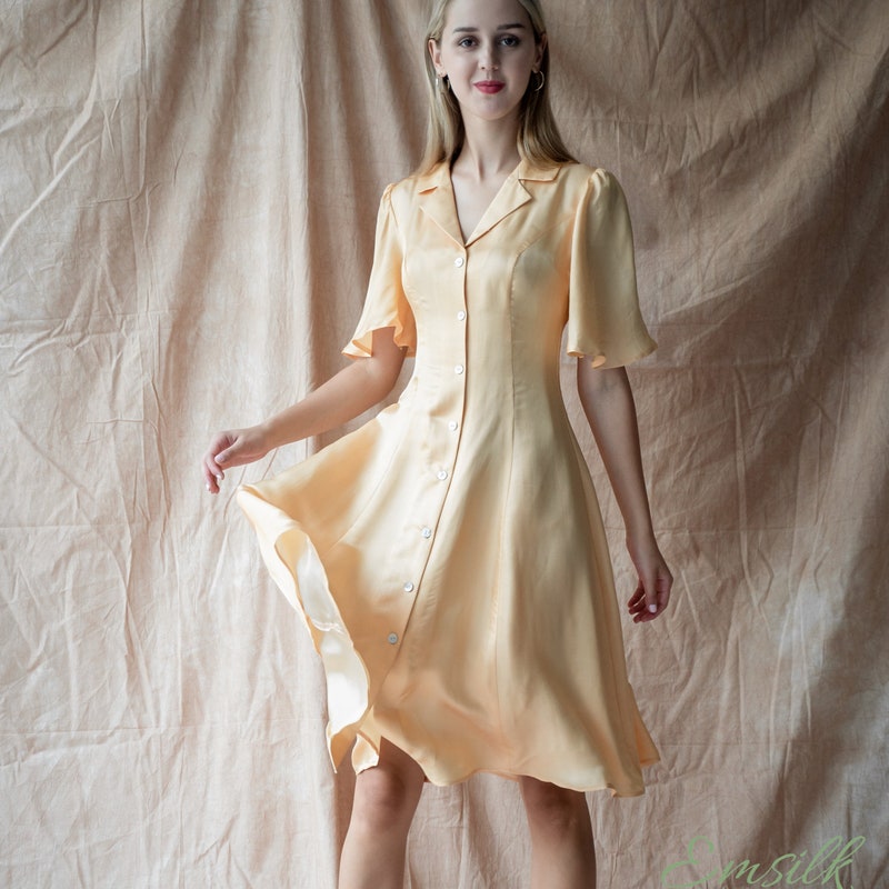 May Solid Chiffon Dress Light Yellow main image 1
