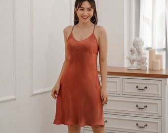 Rust orange Bias cut 100% silk slip dress/bridesmaid dress/sexy slip/wedding slip/slip dress/evening gown/women silk dress