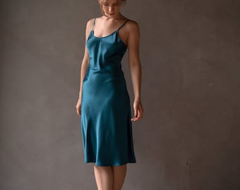 silk cocktail dress with sleeves