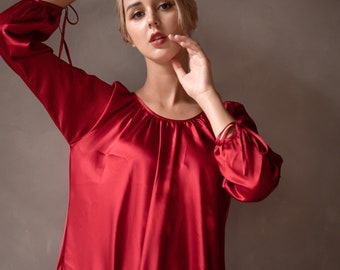 100 percent pure silk Mulberry Silk Dress: Oversize Cowl Neck Maternity Gown