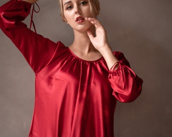 Vestido de seda de morera 100% pura / vestido de maternidad / vestido de seda de talla libre / vestido de seda de corte largo / vestido de seda de invierno / vestido de seda casual