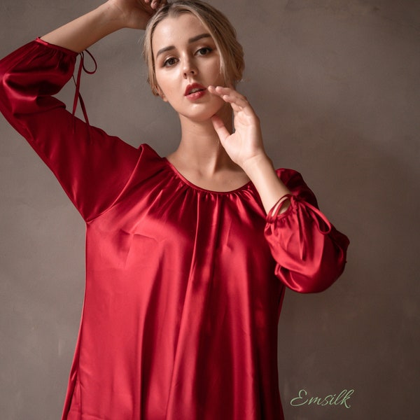 100 percent pure silk Mulberry Silk Dress: Oversize Cowl Neck Maternity Gown