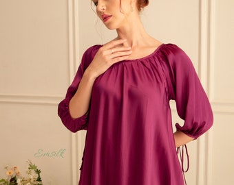 100 percent pure silk Mulberry Silk Dress: Oversize Cowl Neck Maternity Gown