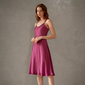 Plum Purple Silk Slip Dress: Handmade Charmeuse Mulberry Silk