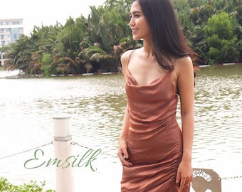 copper colored cocktail dress