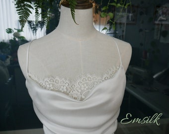 Ivory white silk dress/Luxury 100% pure mulberry silk/bridesmaid dress/women dress/cowl neck dress/silk slip dress/simple wedding dress/