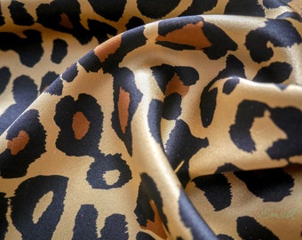Leopard Print Mulberry Silk Fabric: 19mm Charmeuse Silk By The Yard