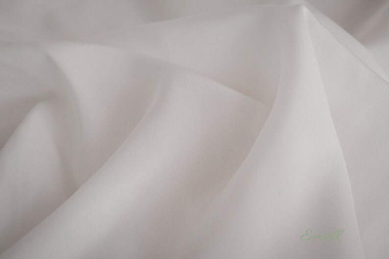 100 percent pure silk Ivory Crepe De Chine Silk Fabric: 100% Pure Mulberry Silk, 16mm image 6