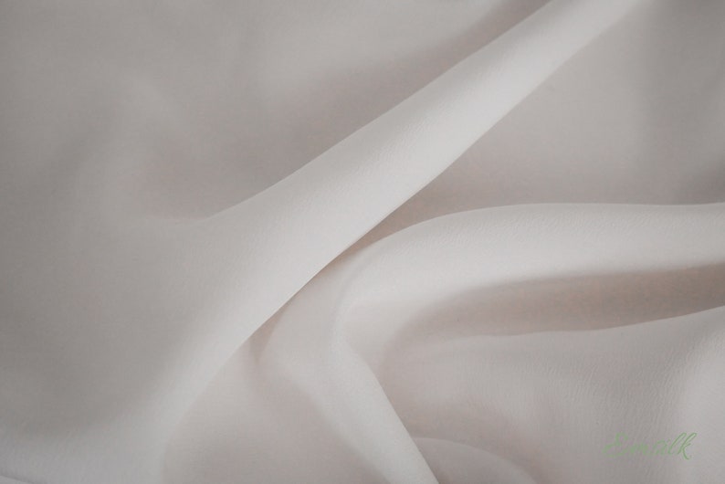 100 percent pure silk Ivory Crepe De Chine Silk Fabric: 100% Pure Mulberry Silk, 16mm image 3