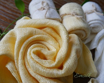 Set of 3 Raw Mulberry Silk Face Towel Set: Hand Woven, Natural Color 100 percent pure silk