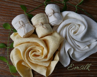 100 percent pure silk Set of 5 Raw Mulberry Silk Face Towel Set: Hand Woven, Natural Colors (Set of 5)