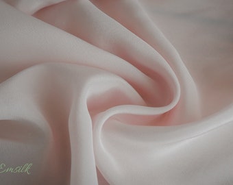100 percent pure silk Pale Pink Crepe De Chine Silk Fabric: 100% Mulberry Silk, 16mm By The Yard