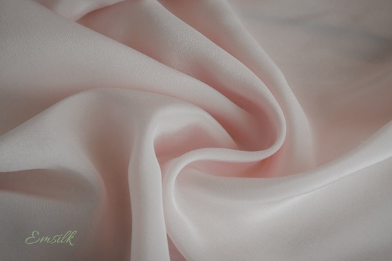 100 percent pure silk Pale Pink Crepe De Chine Silk Fabric: 100% Mulberry Silk, 16mm By The Yard