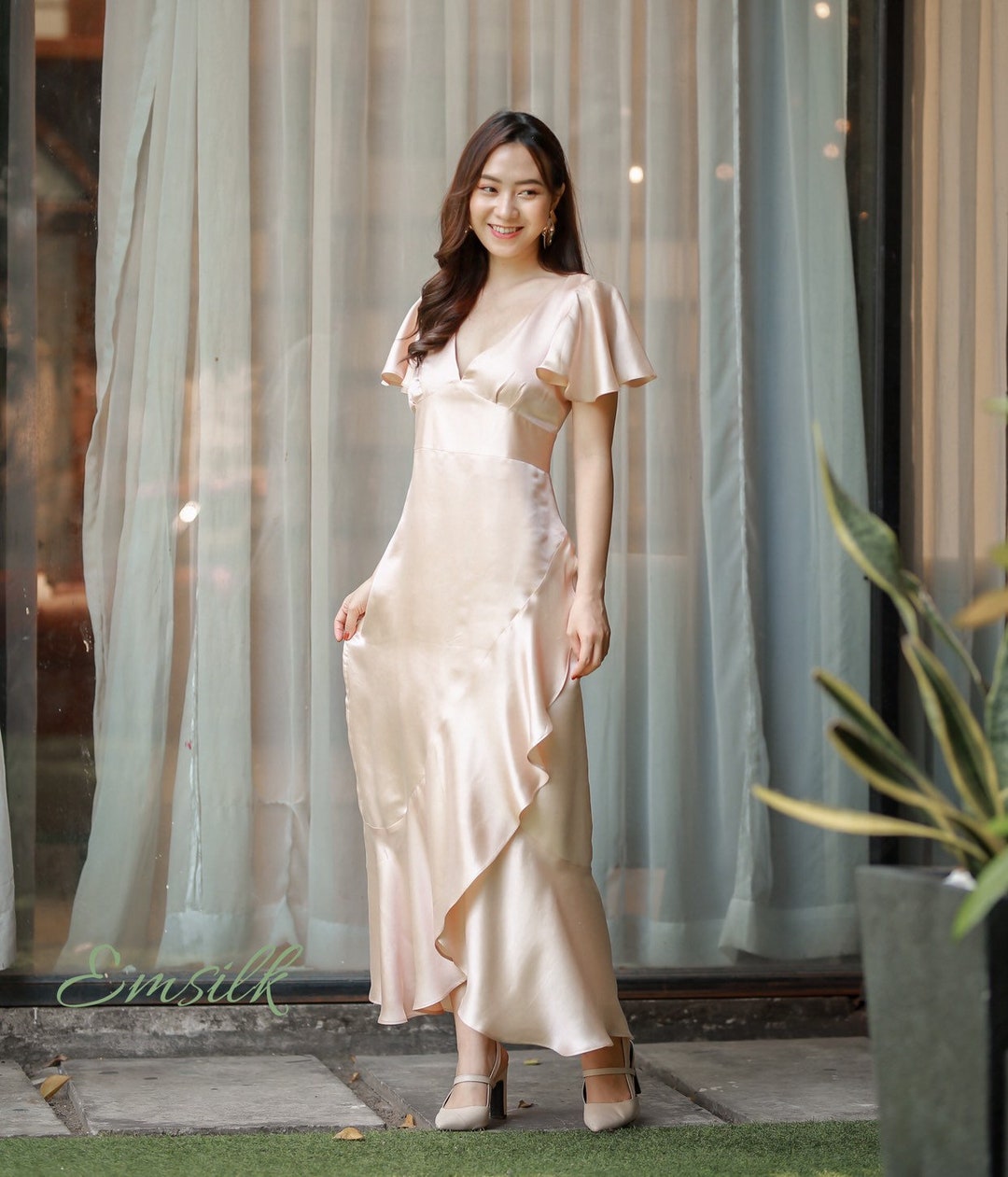Mulberry Regal Embellished Satin Silk Dress