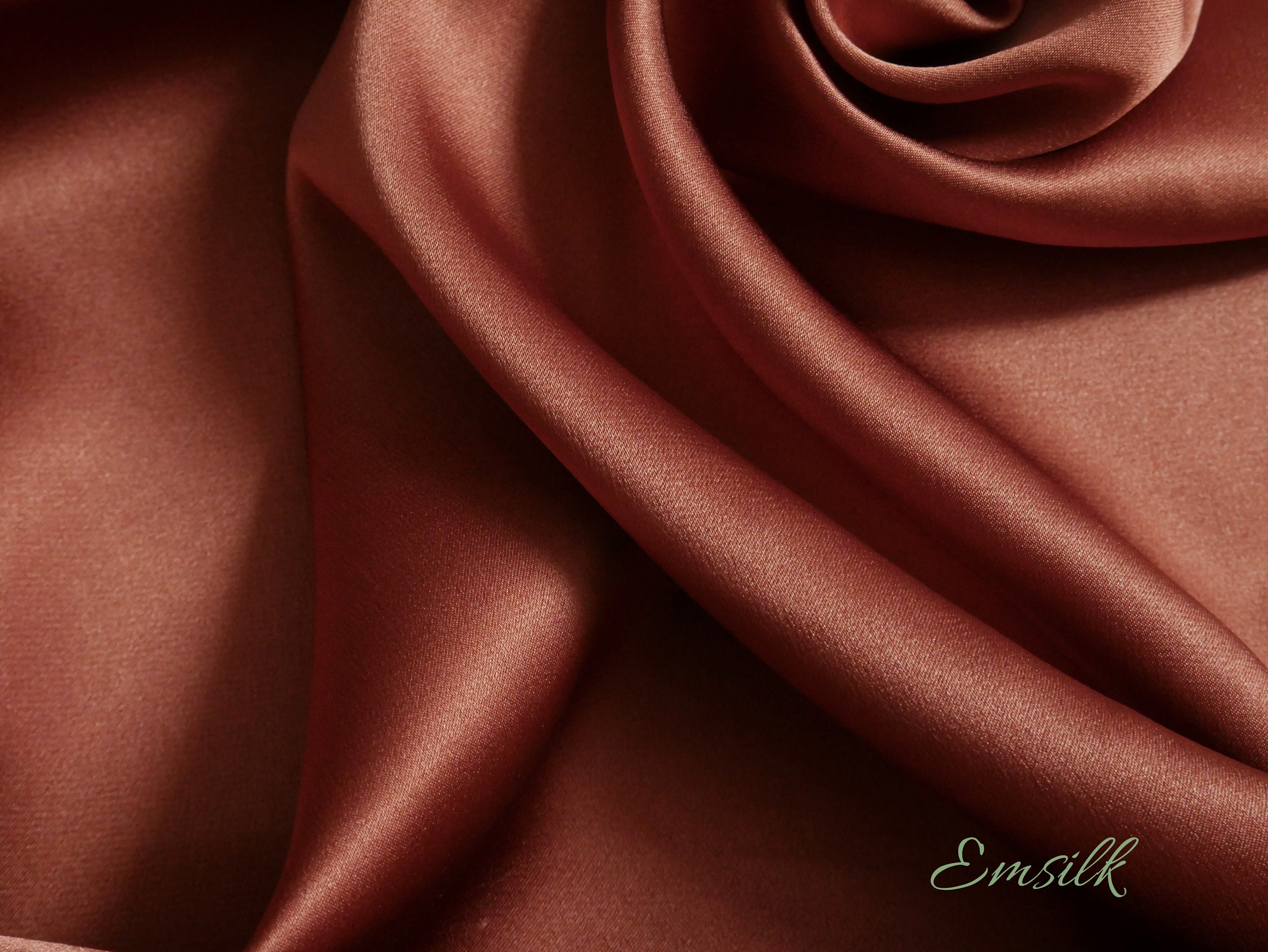 Red Orange Charmeuse Silk Fabric