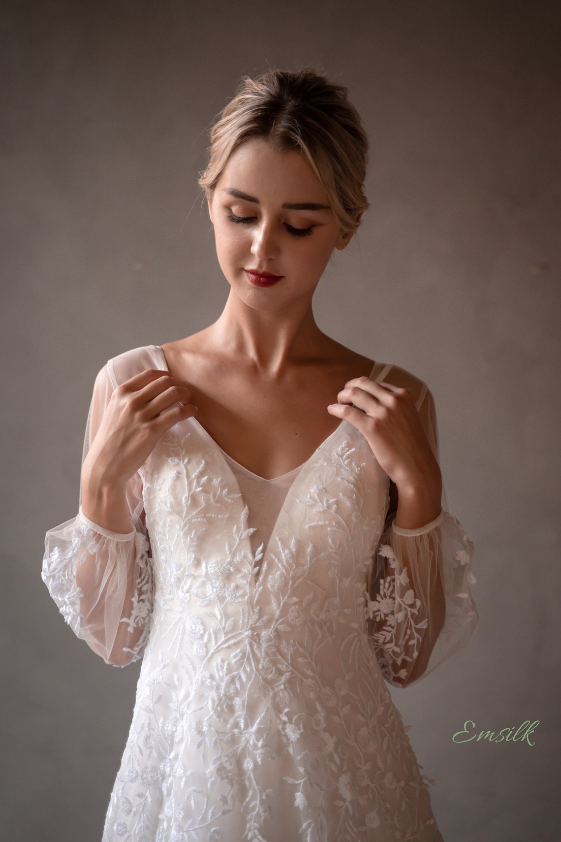 Hand-stitched Lace wedding dress/2 pieces wedding dress/simple | Etsy