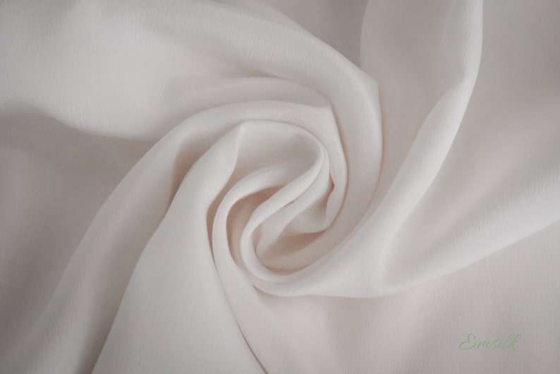100 percent pure silk Ivory Crepe De Chine Silk Fabric: 100% Pure Mulberry Silk, 16mm image 4