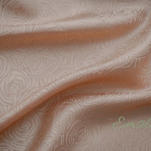 Beige Rose Pattern Mulberry Silk Fabric - 19mm Satin Silk