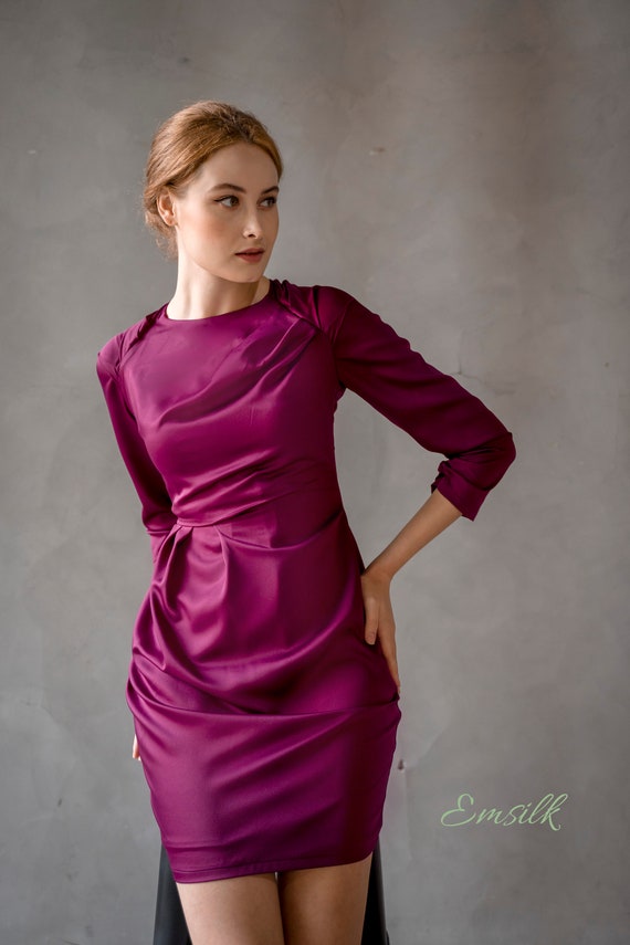 Draped Crystal Strap High Low Dress Purple - Luxe Party Dresses and Luxe  Party Dresses