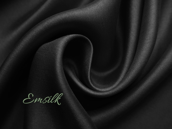 Black 100 % Pure Mulberry Silk Fabric by the Yard/100 Charmeuse Silk/ 19mm  Silk/premium Silk/natural Silk 