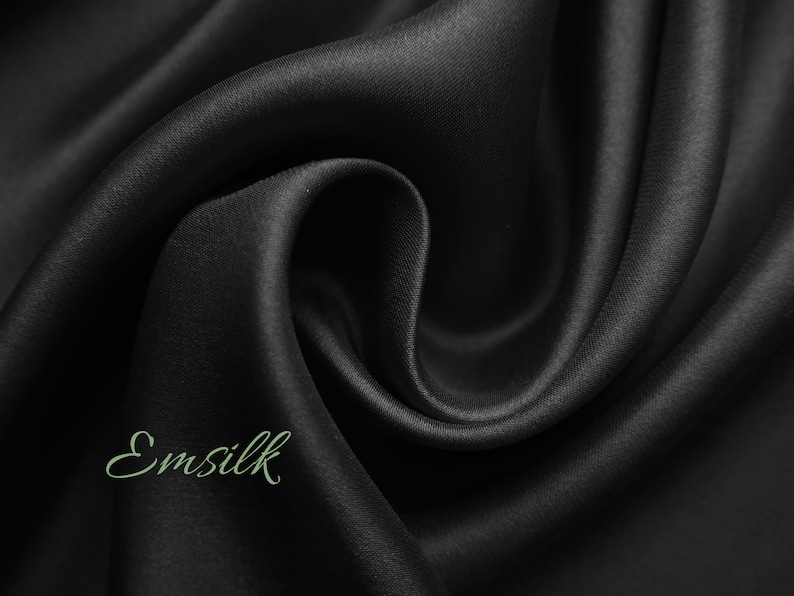 Black 100 Pure Mulberry Silk Fabric by the Yard/100 Etsy UK