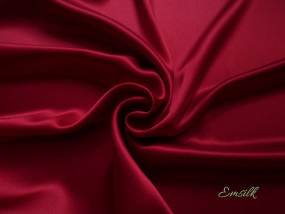 100 percent pure silk Burgundy Red Charmeuse Silk Fabric: 100% Mulberry Silk, 19mm