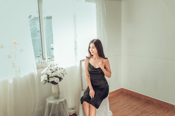 100% Silk Slip Dress/cowl Neck 
