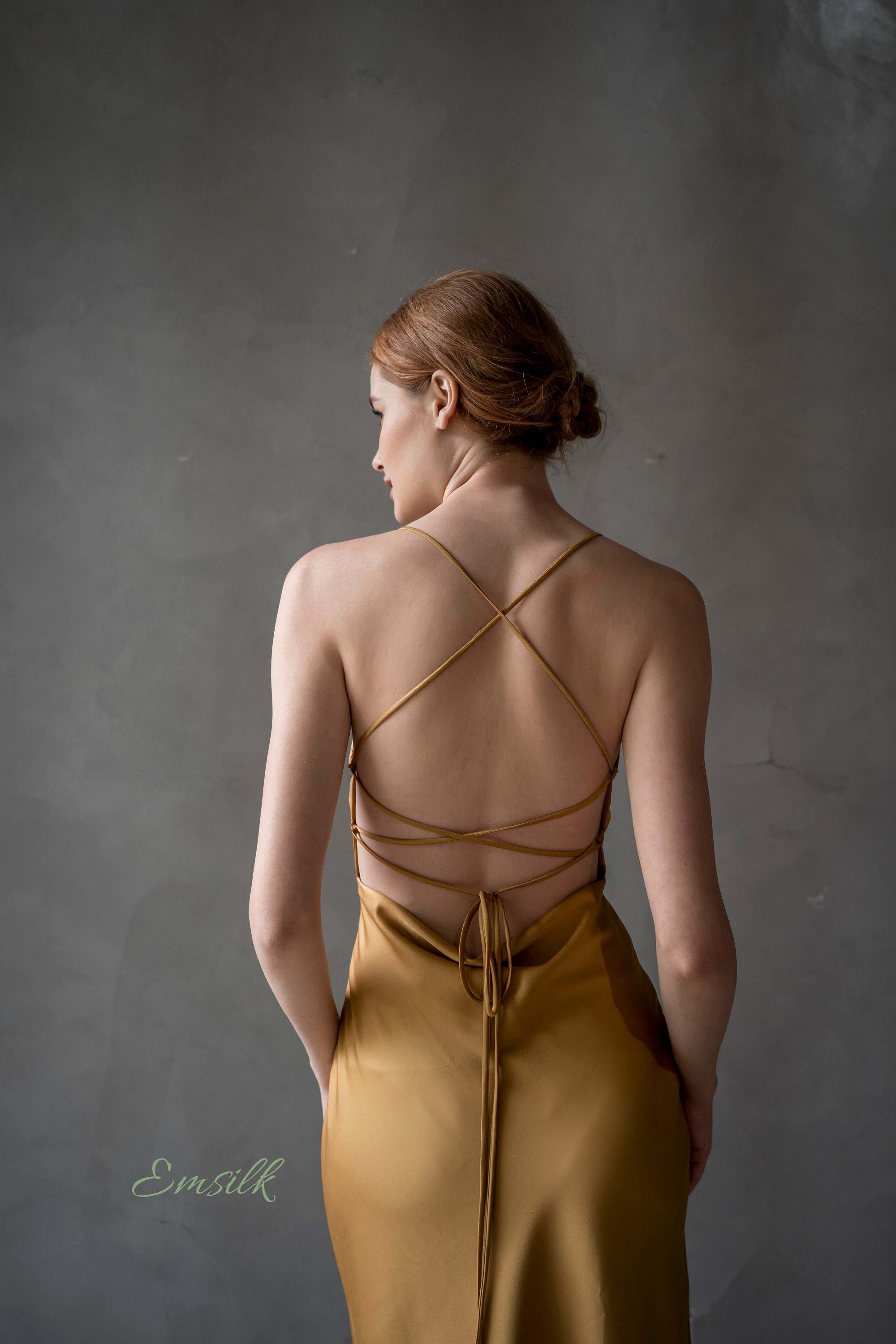 Gold Bias Cut Long 100% Silk Slip/ Yellow Cowl Backless Silk Slip  Dress/deep V Neck/bridesmaid Dress/simple Party Dress/summer Silk Dress -   Canada