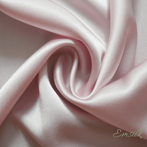 Pale Pink Charmeuse Silk Fabric: 100% Mulberry Silk, 19mm By The Yard