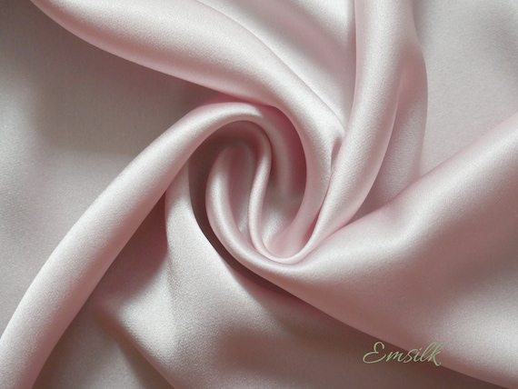 100 percent pure silk Pale Pink Charmeuse Silk Fabric: 100% Mulberry Silk, 19mm By The Yard