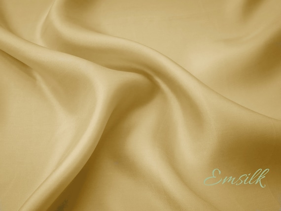 Yellow 100 % Pure Mulberry Silk Fabric by the Yard/ Satin Silk