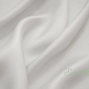 Ivory white 100 % pure mulberry silk charmeuse fabric by the yard/ 19mm silk/premium silk/natural silk/unbleached silk/light weight silk