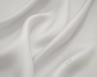 Ivory white 100 % pure mulberry silk charmeuse fabric by the yard/ 19mm silk/premium silk/natural silk/unbleached silk/light weight silk