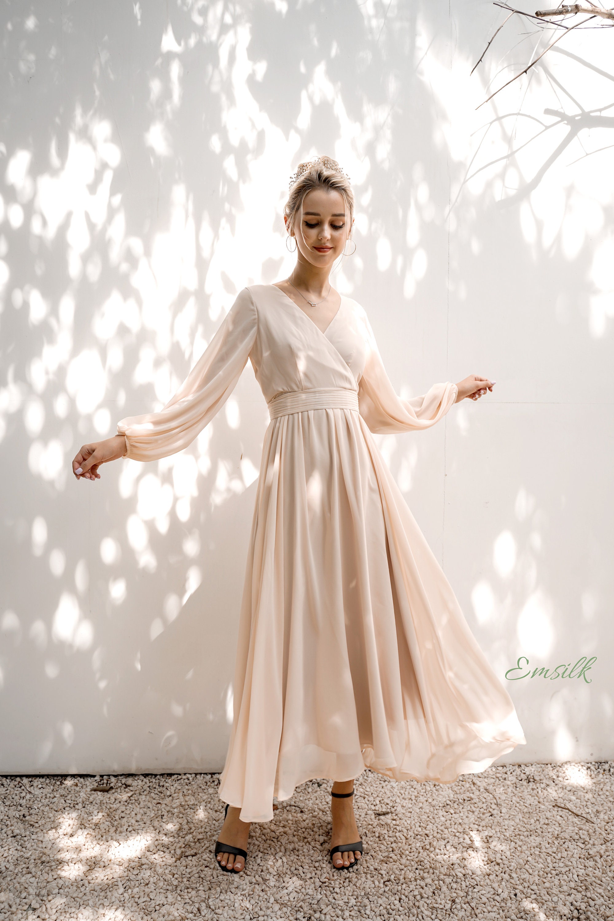 Silk And Chiffon Gown Styles 2026.100% Chiffon Silk Wedding Dress/chiffon Dress for - Etsy