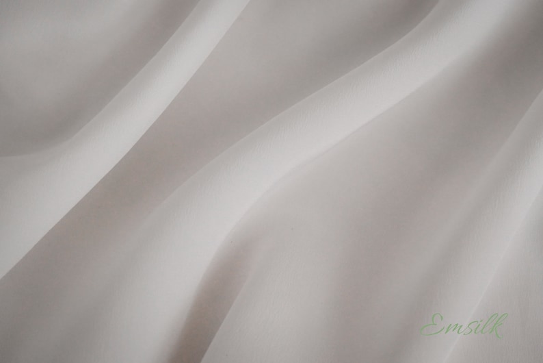 100 percent pure silk Ivory Crepe De Chine Silk Fabric: 100% Pure Mulberry Silk, 16mm image 2