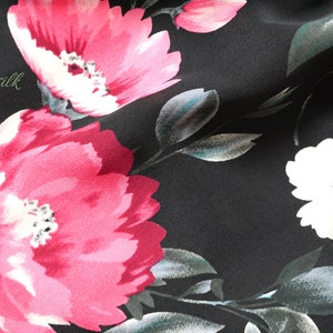 Floral Printed Crepe De Chine Silk/ 100 % Pure Charmeuse Silk/ - Etsy
