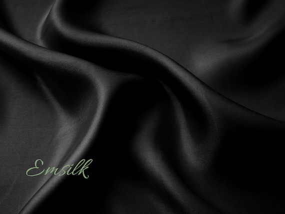Black 100 % Pure Mulberry Silk Fabric by the Yard/100 Charmeuse Silk/ 19mm  Silk/premium Silk/natural Silk 