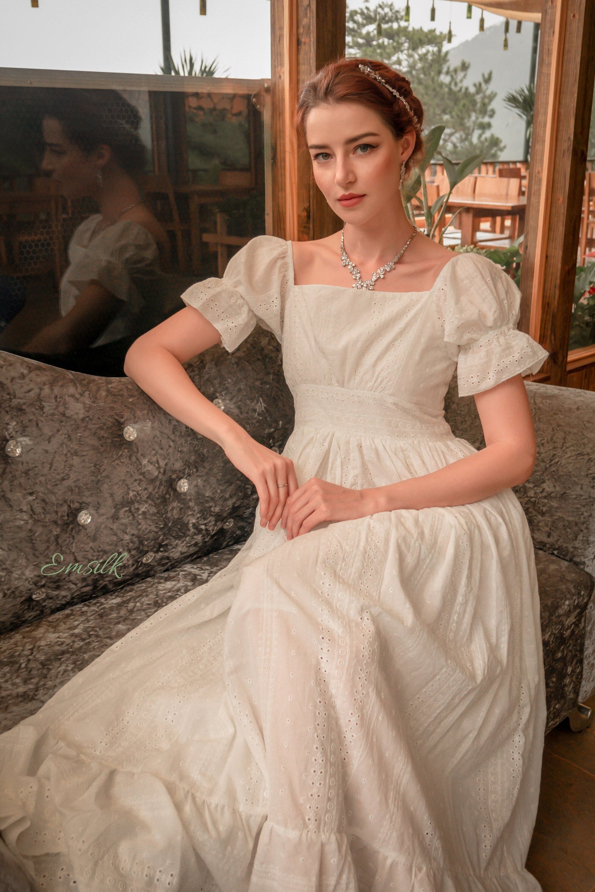 Embroidered Cotton Midi Dress: Handmade Summer Tea Dress