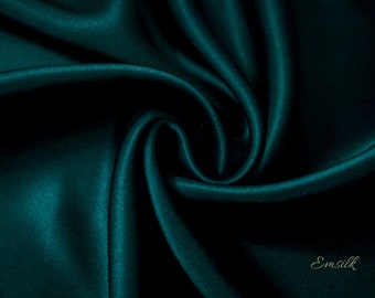 Teal 100 % pure charmeuse silk/ pure mulberry silk fabric by the yard/ 19mm silk/premium silk/natural silk/hand dyed silk