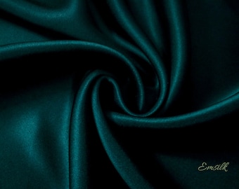 Teal 100 % pure charmeuse silk/ pure mulberry silk fabric by the yard/ 19mm silk/premium silk/natural silk/hand dyed silk