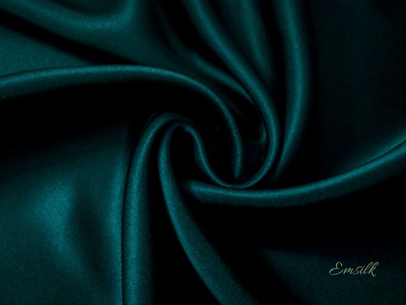 100 por ciento seda pura Tejido de seda Charmeuse verde azulado: 100 % seda morera, 19 mm, 45'' de ancho imagen 1