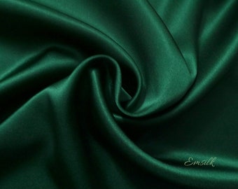 Emerald Green Charmeuse Silk Fabric: 100% Mulberry Silk, 19mm, By The Yard